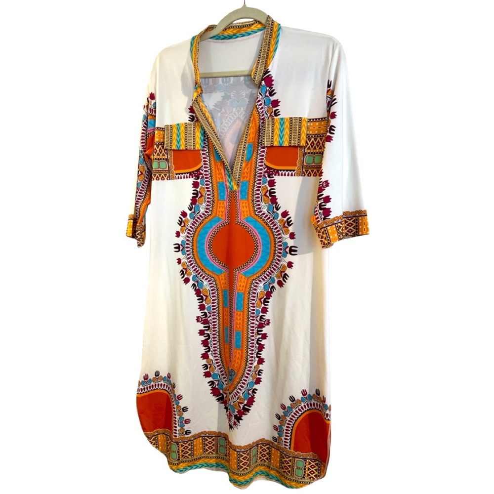WHITE PRINT DRESS  NWOT